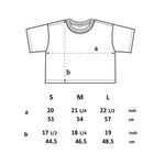 Image features the Be Kind Vibes crop top sizing guide with size dimensions