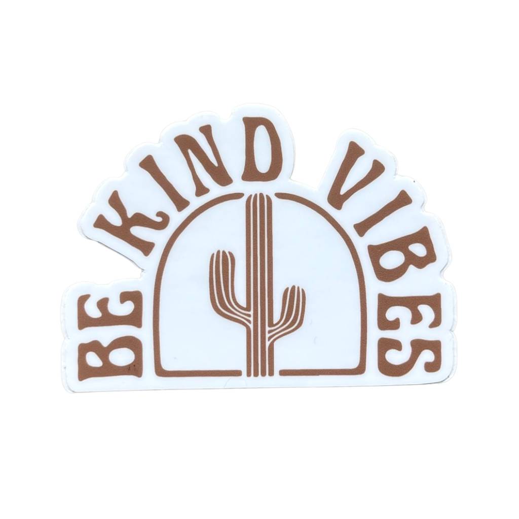Hero image featuring the front of the Be Kind Vibes Desert Waves sticker